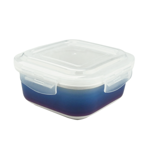 Square Porcelain Food Storage Container - Blue Ombré
