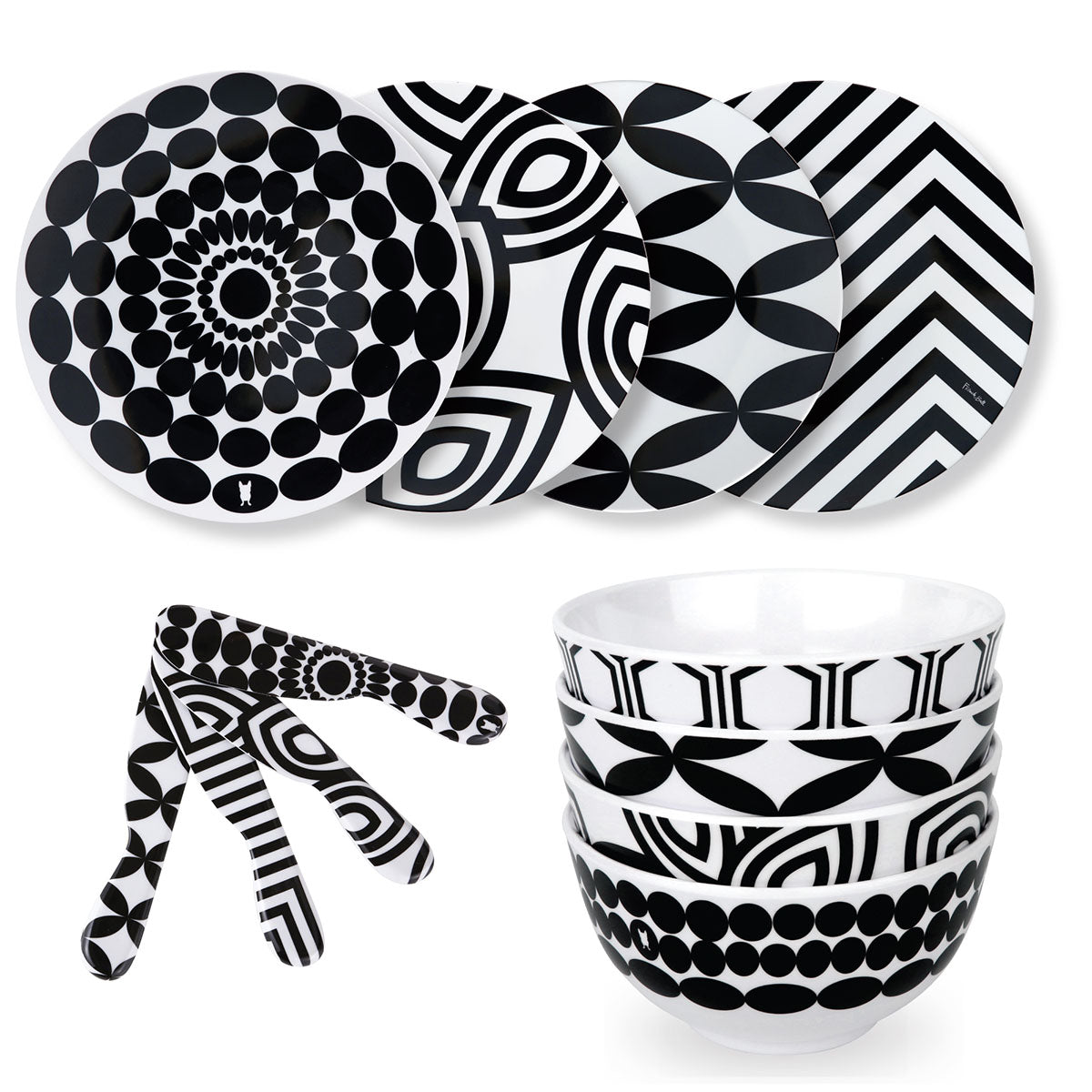 Melamine Entertaining Set Black&White l French Bull Official