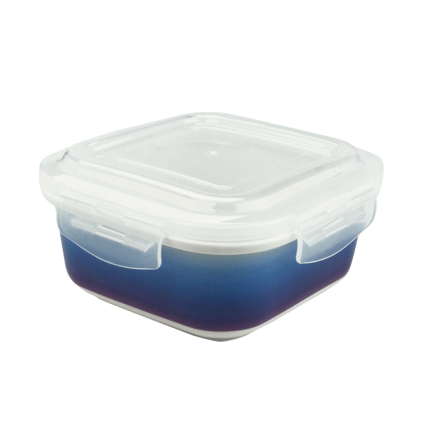 Square Porcelain Food Storage Container - Blue Ombré