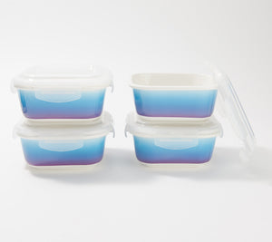 Square Porcelain Food Storage Container - Blue Ombré