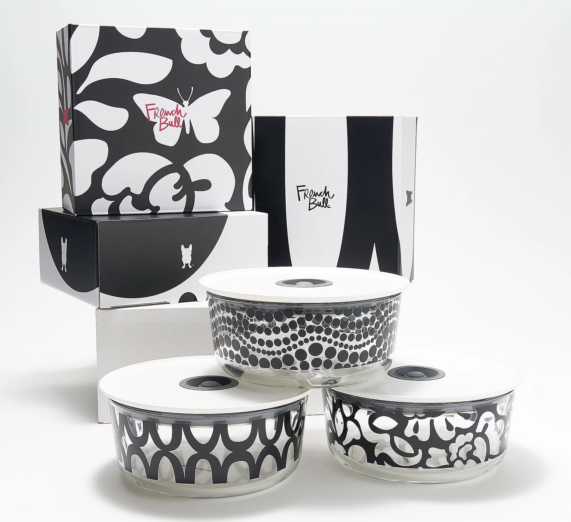 Black & White Stripe Silicone Utensil 3-Piece Set - French Bull