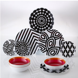 Black and White 11" Dinner Plate Gift Box Set of 4