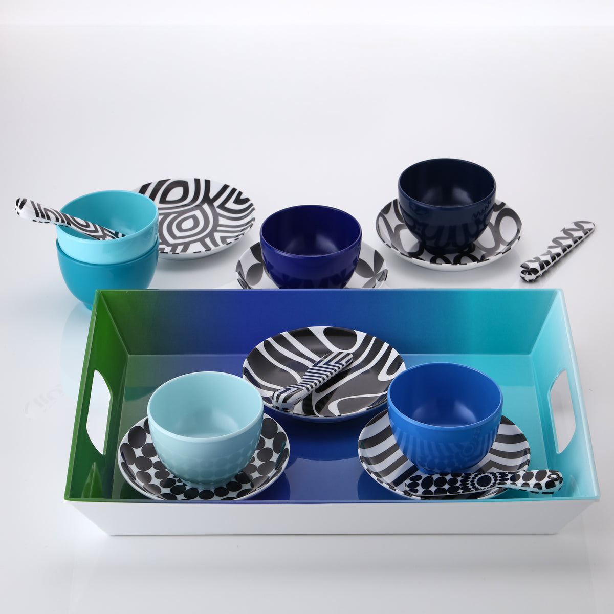 Black and White Appetizer Plate Set French Bull