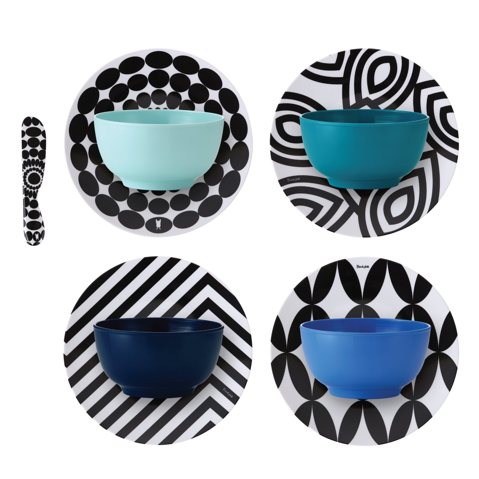 French Bull Shades of Blue Small Melamine Bowl Set – 6 Piece – 22oz.