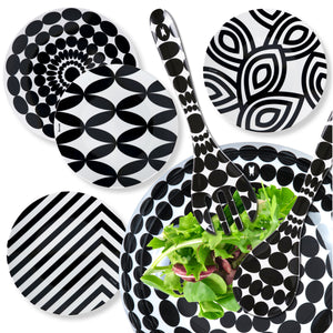 Black and White 9" Salad Plate Gift Box Set of 4