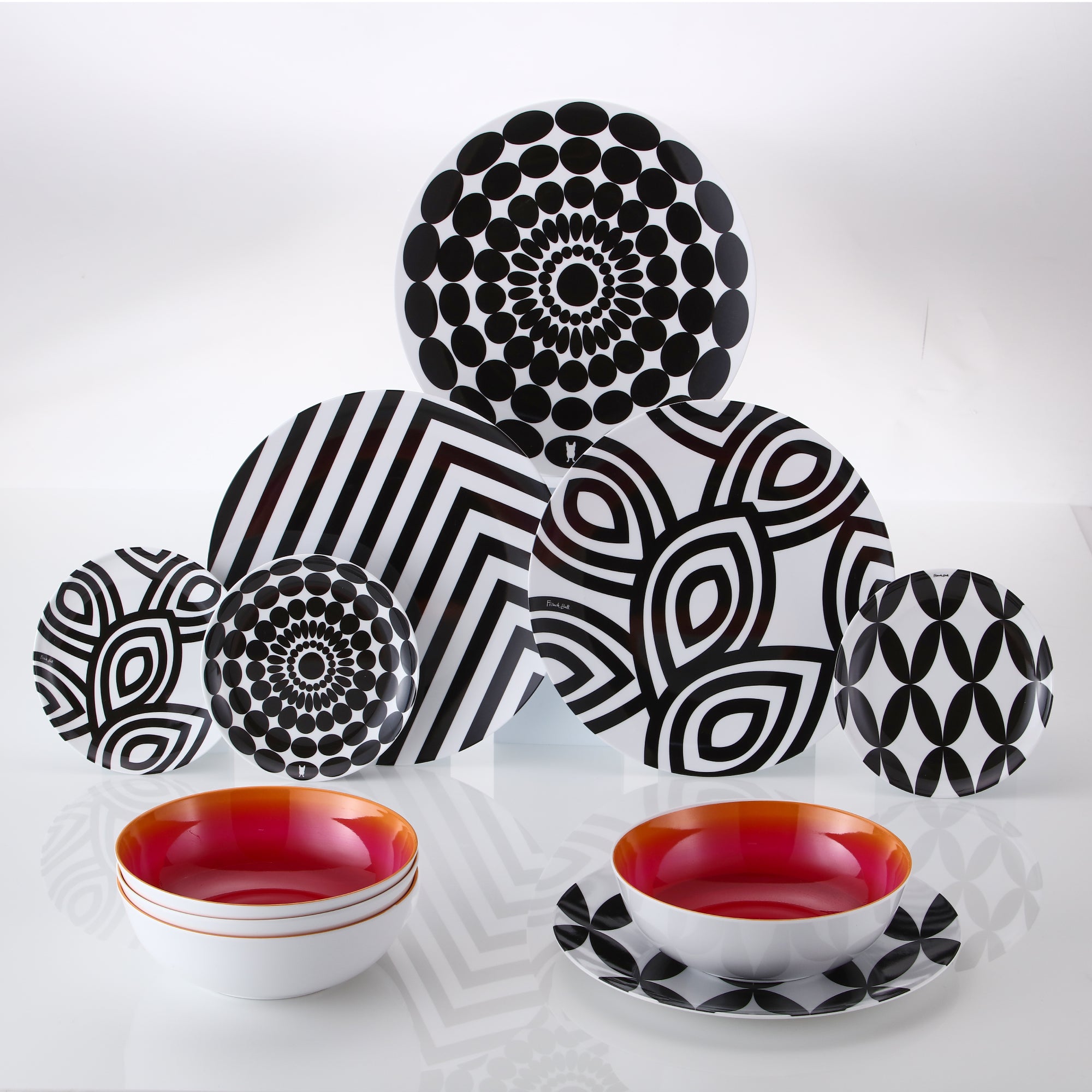 Black and white plate set on sale