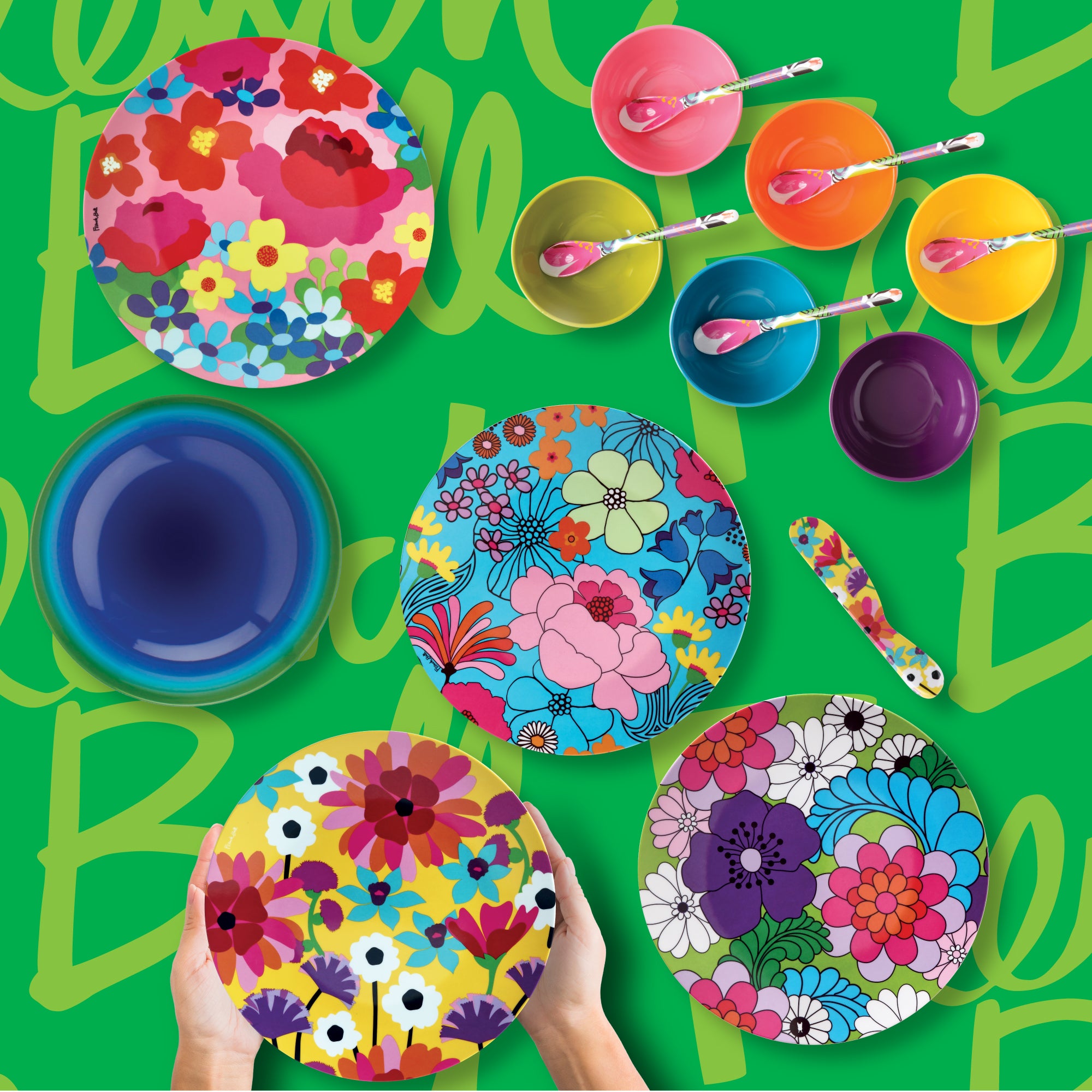 Melamine Dinner Plate Set - Garden Florals l French Bull Official