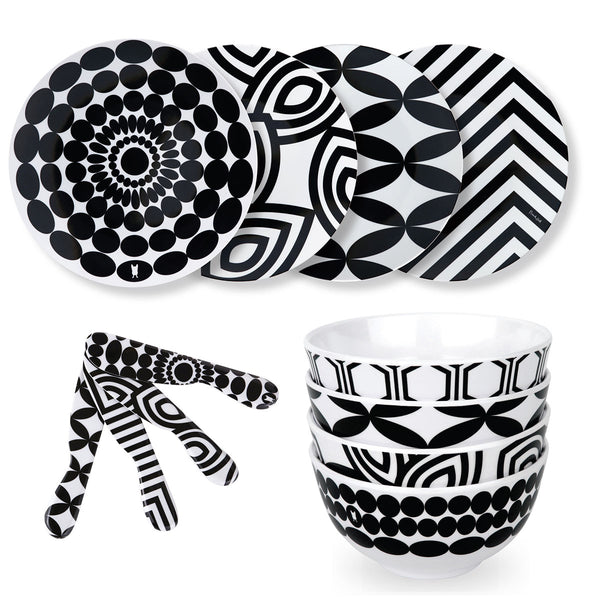 Black & White 12-Piece Entertaining Set