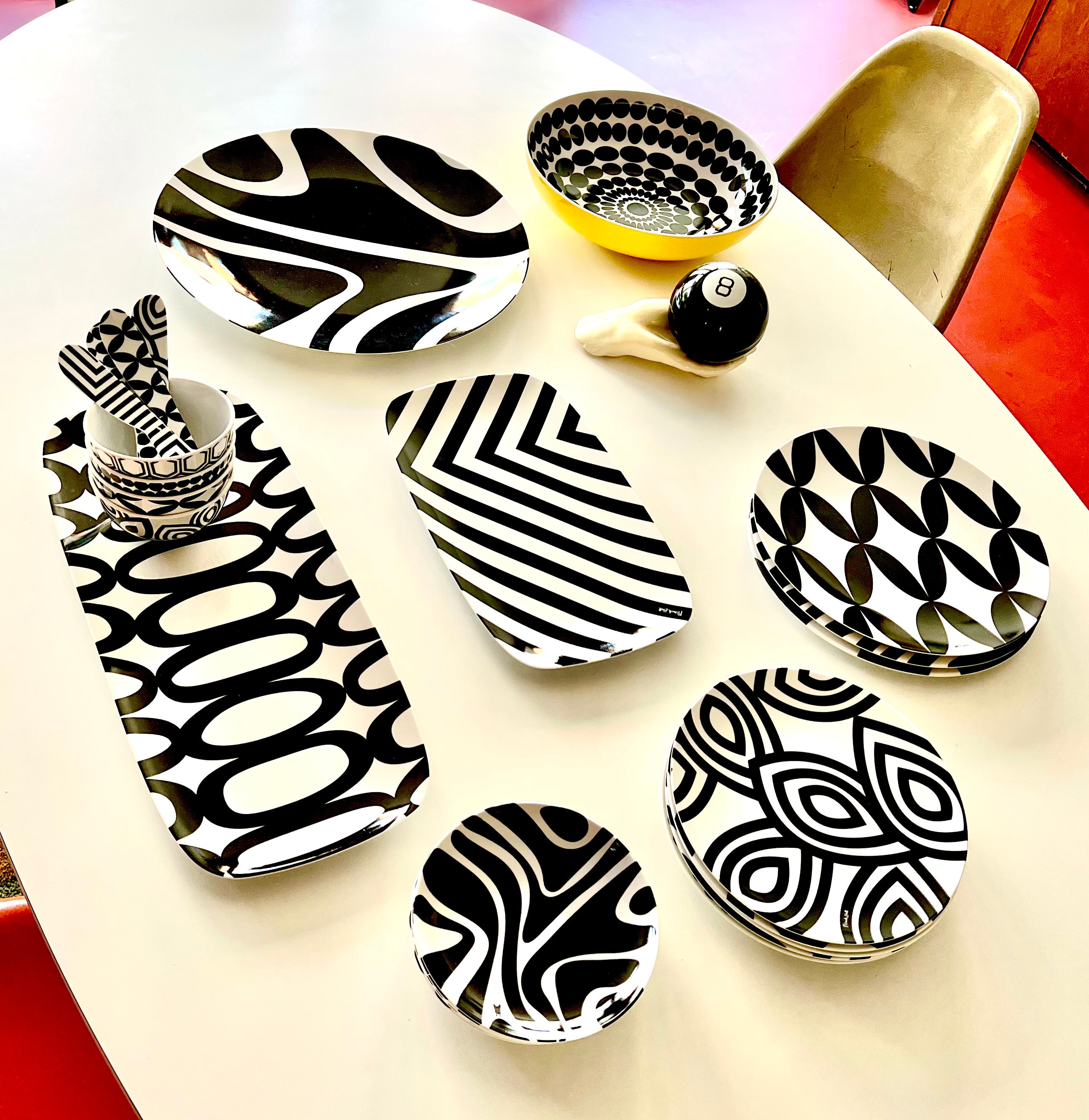 Melamine Appetizer Plate Set - Black&White l French Bull Official