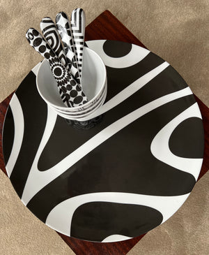 Black & White Round Platter