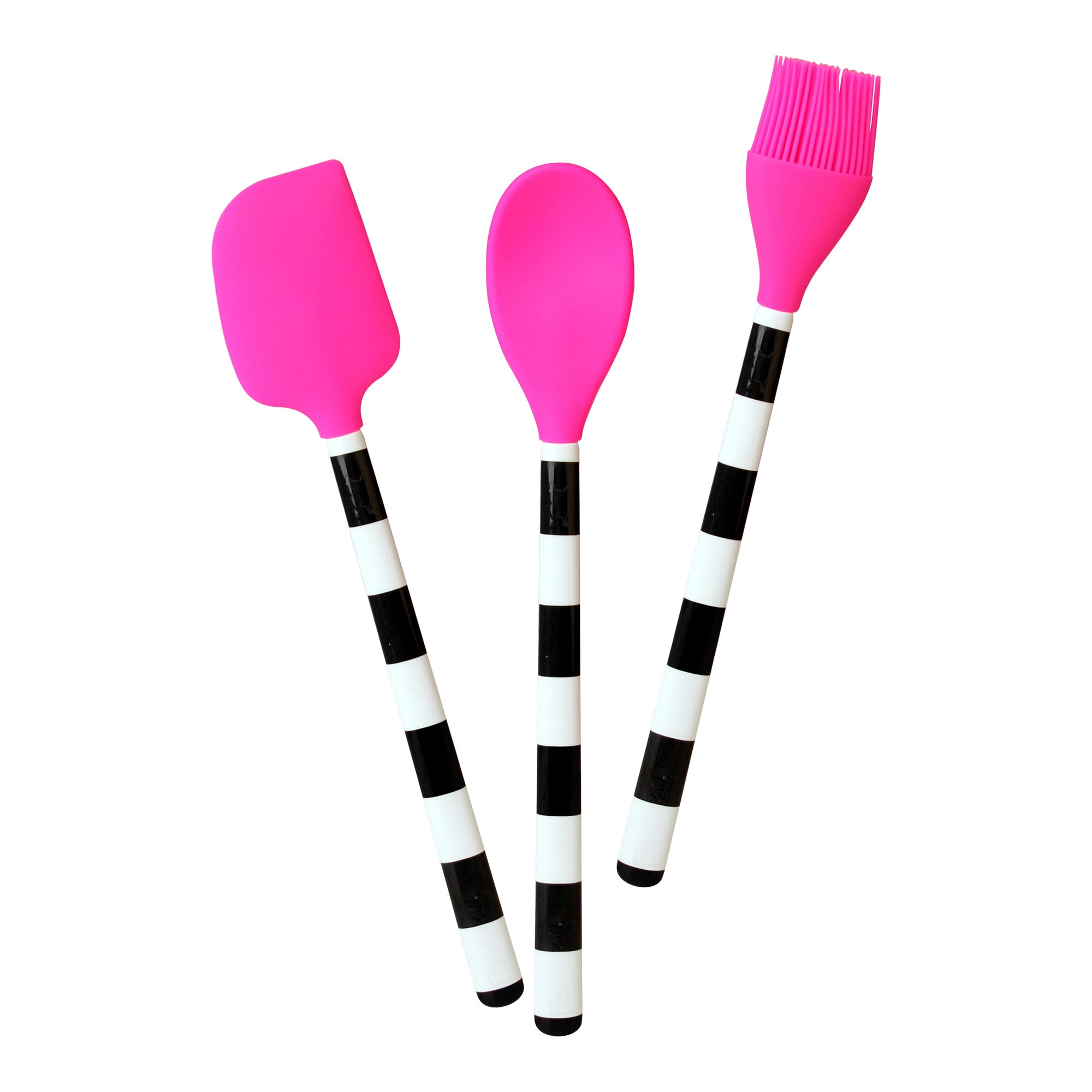 Black & White Stripe Silicone Utensil 3-Piece Set - French Bull