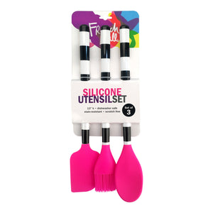 Black & White Stripe Silicone Utensil 3-Piece Set