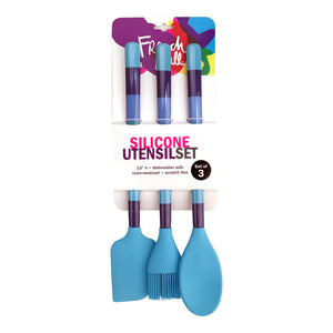 Blue Ocean Stripe Silicone Utensil 3-Piece Set