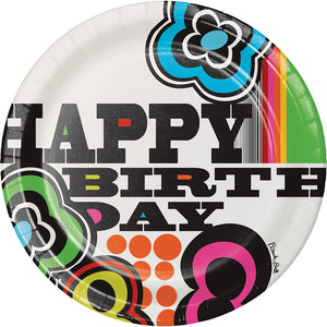 Paper Dinner Plate - Mod Birthday Round Paper Dinner Plate