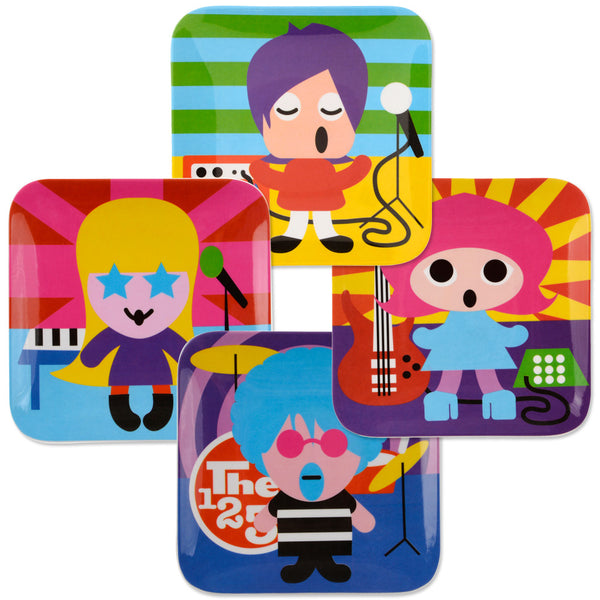 Square Plate Set - Rock Stars Kids Plate Set