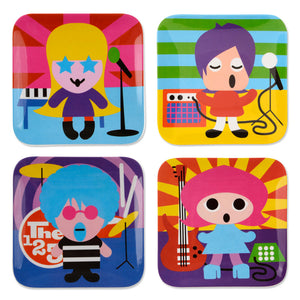 Square Plate Set - Rock Stars Kids Plate Set