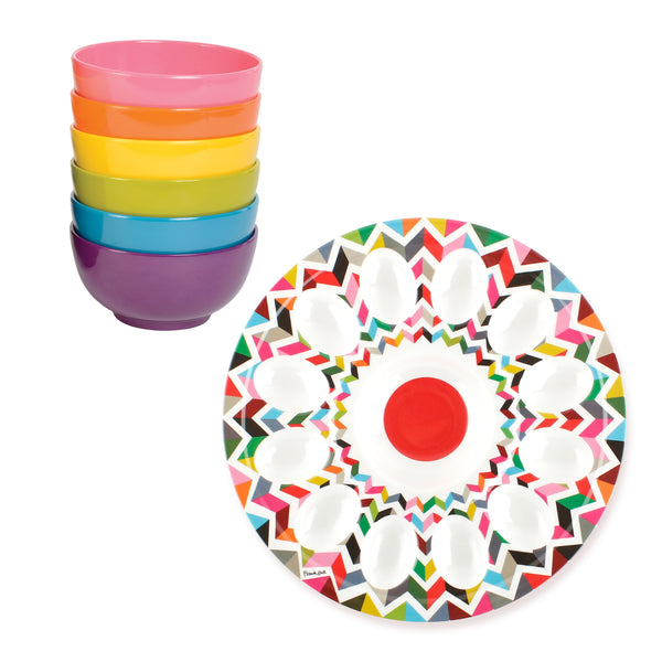 Ziggy Egg Platter and Rainbow Mini Bowls Bundle